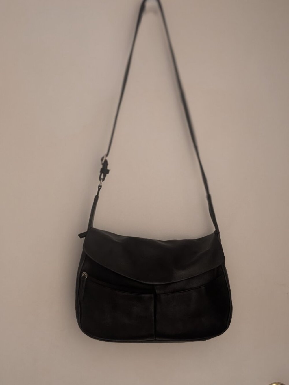 Bikercore Hobo Crossbody Satchel Real Leather In Black Handbag Purse